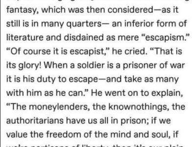 I have a duty to help you escape&nbsp;reality